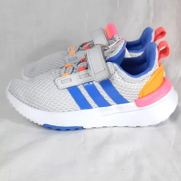 Adidas Cloudfoam Racer TR21 Little Kids Shoes Size 12.5  Grey Gray Blue Pink NEW