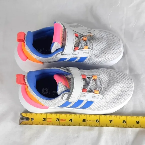 Adidas Cloudfoam Racer TR21 Little Kids Shoes Size 12.5  Grey Gray Blue Pink NEW
