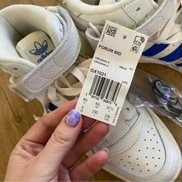 Adidas Forum Mid High Top Sneakers Off White Bird Blue