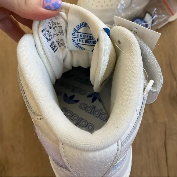 Adidas Forum Mid High Top Sneakers Off White Bird Blue
