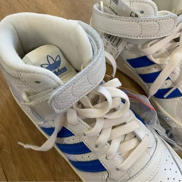 Adidas Forum Mid High Top Sneakers Off White Bird Blue