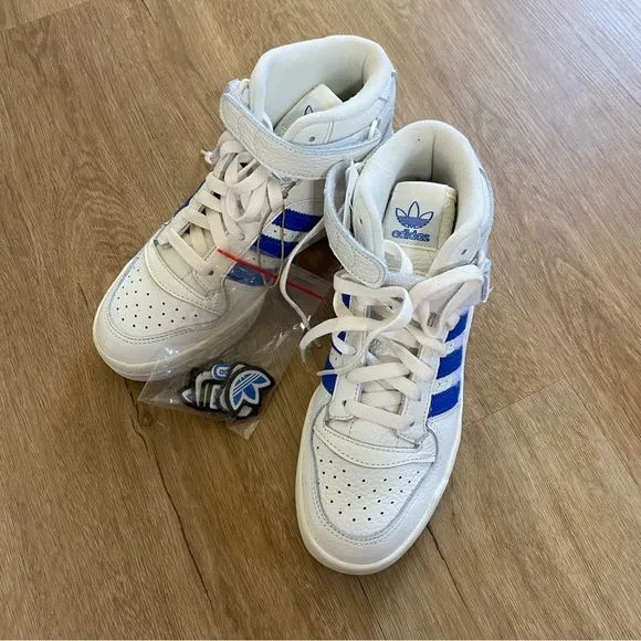 Adidas Forum Mid High Top Sneakers Off White Bird Blue