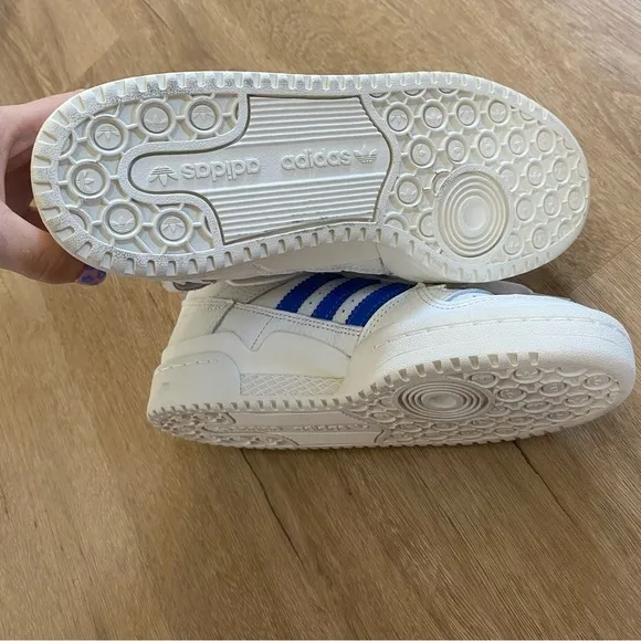 Adidas Forum Mid High Top Sneakers Off White Bird Blue