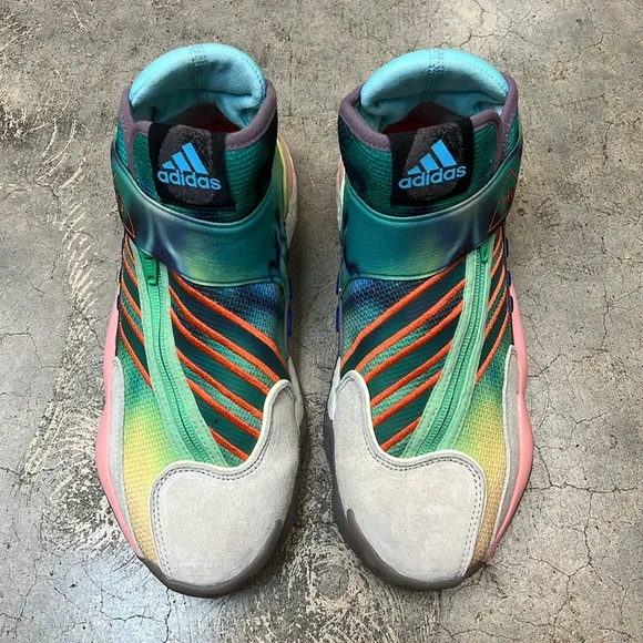 Adidas Hu multi color high top sneakers