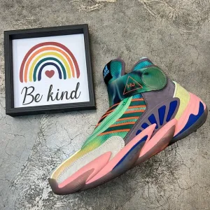 Adidas Hu multi color high top sneakers