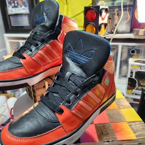 Adidas Kids High-Top Sneakers - Orange and Blue