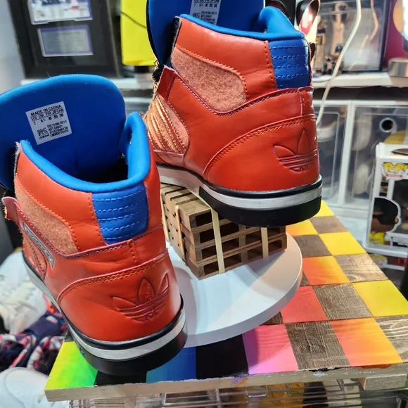Adidas Kids High-Top Sneakers - Orange and Blue