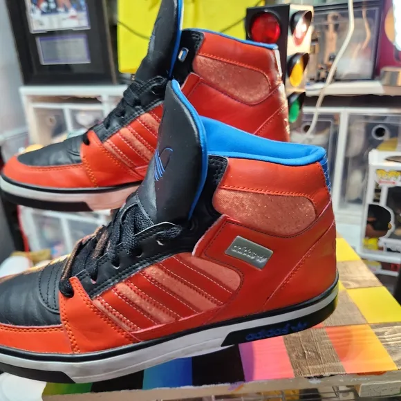 Adidas Kids High-Top Sneakers - Orange and Blue