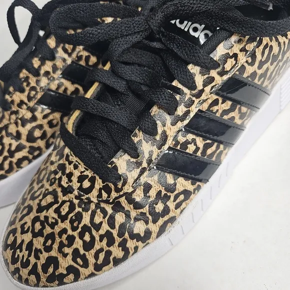 ADIDAS leopard print black and tan platform sneakers size 9