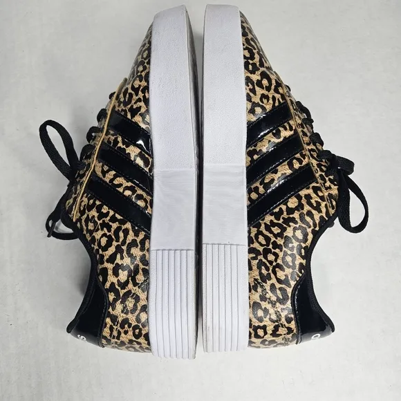 ADIDAS leopard print black and tan platform sneakers size 9