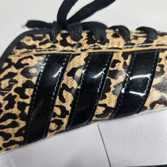 ADIDAS leopard print black and tan platform sneakers size 9