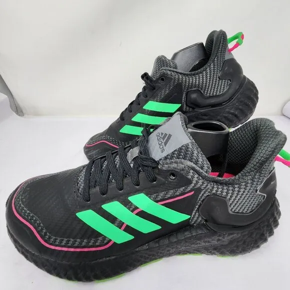 Adidas Mens Clima Warm LTD Running Shoes US 7 Black &amp; Neon Green Lightweight H67