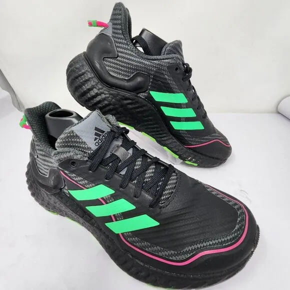 Adidas Mens Clima Warm LTD Running Shoes US 7 Black &amp; Neon Green Lightweight H67