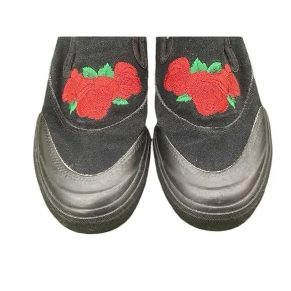 ADIDAS | NAKEL SMITH MATCHCOURT BLACK FLORAL EMBROIDERED SLIP ON SKATE SHOES | 8