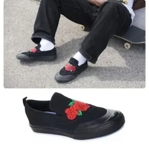 ADIDAS | NAKEL SMITH MATCHCOURT BLACK FLORAL EMBROIDERED SLIP ON SKATE SHOES | 8