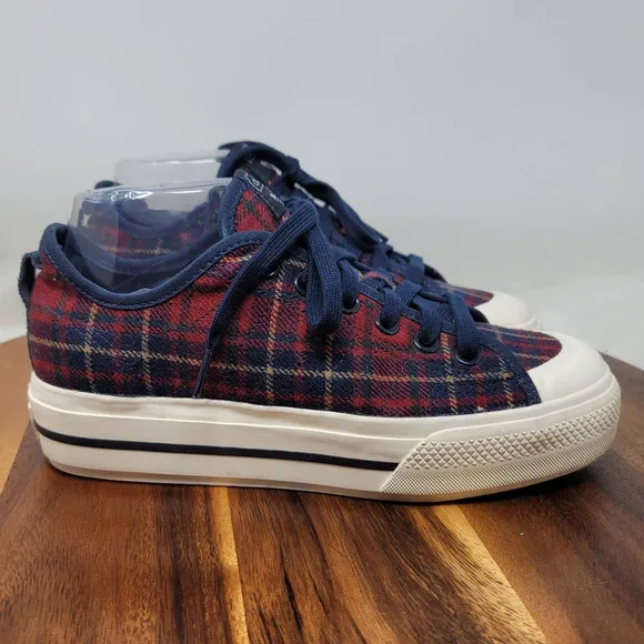 adidas Nizza RF Platform Red Plaid Sneakers 8.5