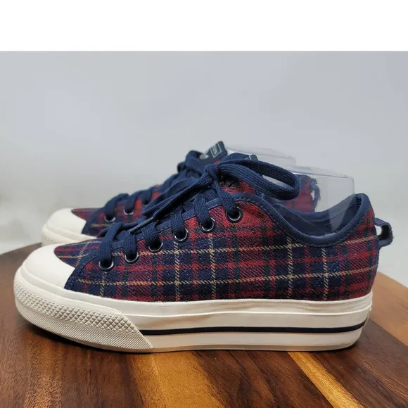 adidas Nizza RF Platform Red Plaid Sneakers 8.5