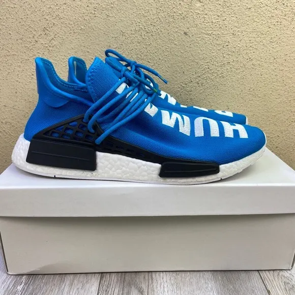 adidas NMD Human Race Shoes Mens Size 12 Blue White Pharrell Williams BB0618