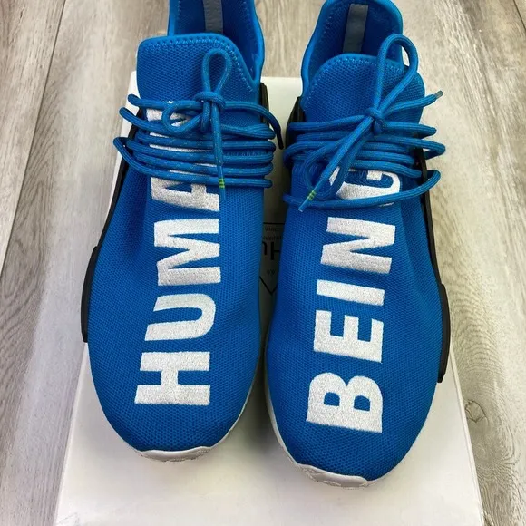 adidas NMD Human Race Shoes Mens Size 12 Blue White Pharrell Williams BB0618