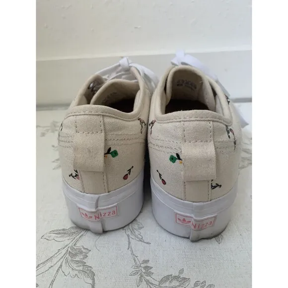 Adidas Originals Nizza Floral Platform Sneakers white, cream, floral size 8.5