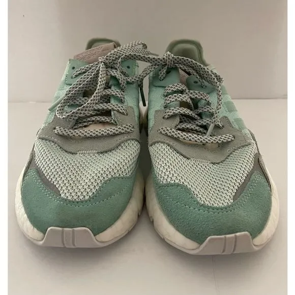 Adidas Running Shoes Womens 5M Nite Jogger Green Gray F33837 Mesh Lace Up New