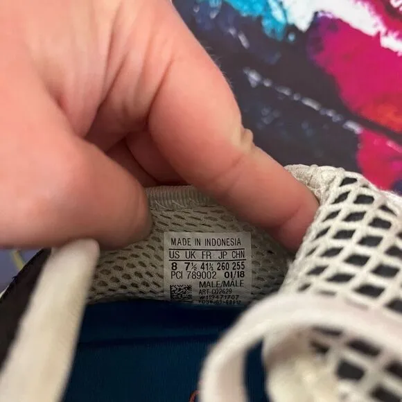 Adidas Size 8 Deerupt White Mesh Runner Shoes Athletic Running Sneakers