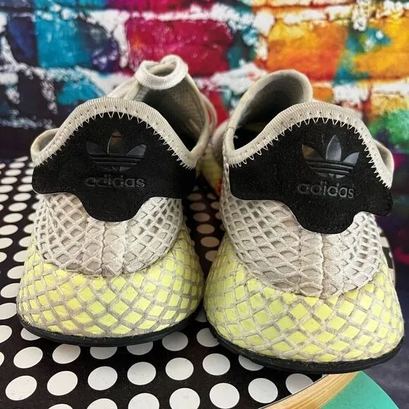 Adidas Size 8 Deerupt White Mesh Runner Shoes Athletic Running Sneakers