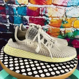 Adidas Size 8 Deerupt White Mesh Runner Shoes Athletic Running Sneakers