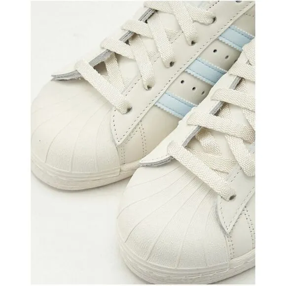 Adidas Superstar 82 Men’s Sz 9 Shoe White Blue Premium Leather Sneaker Trainer