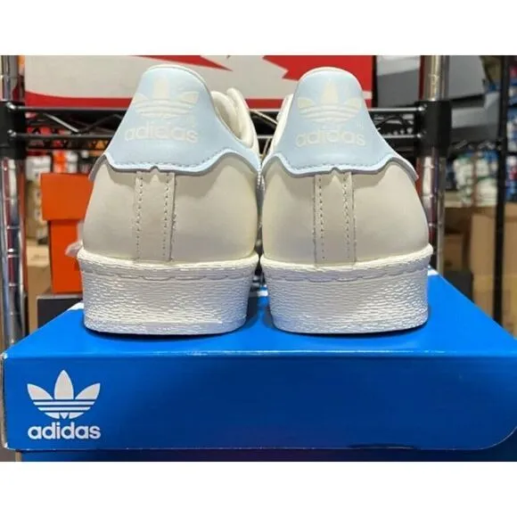 Adidas Superstar 82 Men’s Sz 9 Shoe White Blue Premium Leather Sneaker Trainer