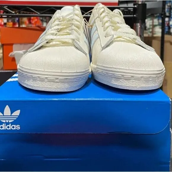Adidas Superstar 82 Men’s Sz 9 Shoe White Blue Premium Leather Sneaker Trainer