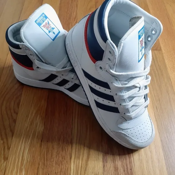 ADIDAS TEN HIGH TOP SNEAKERS Size 5 Red White &amp; Blue