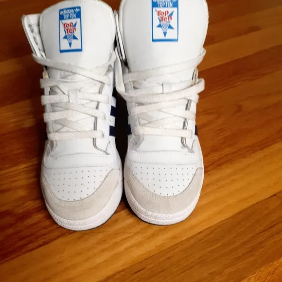 ADIDAS TEN HIGH TOP SNEAKERS Size 5 Red White &amp; Blue