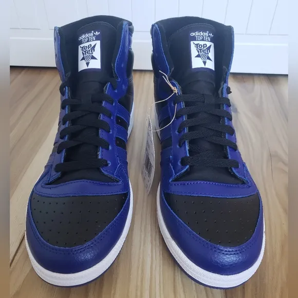 Adidas TOP TEN RB Black Legacy Indigo Blue Leather High Top Sneakers Men's 10.5