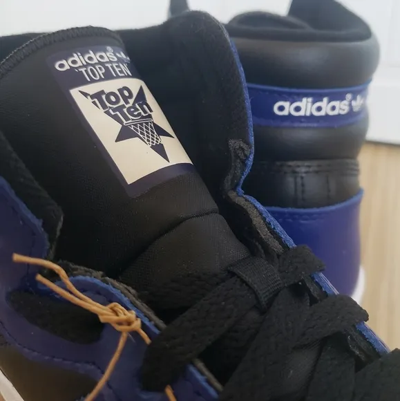 Adidas TOP TEN RB Black Legacy Indigo Blue Leather High Top Sneakers Men's 10.5