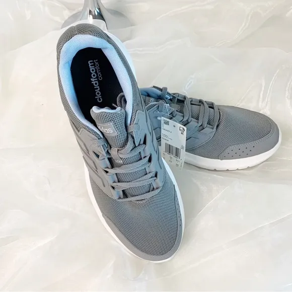 Adidas Womens Galaxy 4 Running Shoes Gray EE8034 Low Top Lace Up Mesh 10…