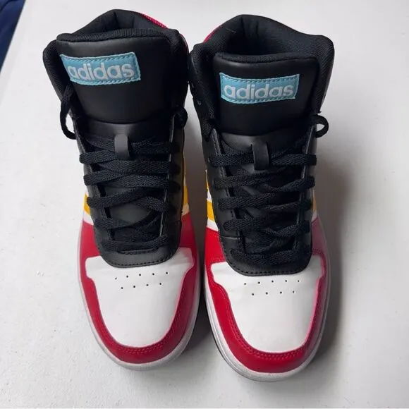 Adidas Red white Yellow Hoops 2.0 Mid High-Top Sneakers size 7.5 men’s