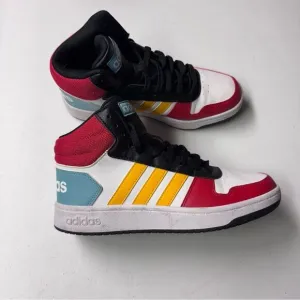 Adidas Red white Yellow Hoops 2.0 Mid High-Top Sneakers size 7.5 men’s