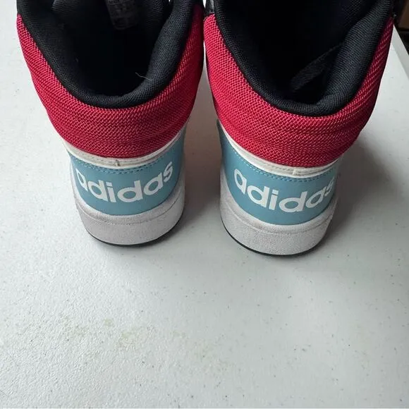 Adidas Red white Yellow Hoops 2.0 Mid High-Top Sneakers size 7.5 men’s