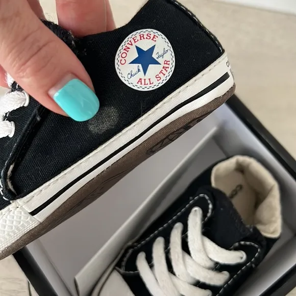Adorable white and black Baby Converse Chuck Taylor All Star Cribster Sneakers