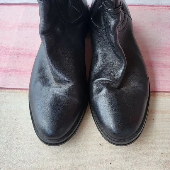 Adrienne Vittadini Black Priscilla Leather Knee High Riding Boots Women's 8M
