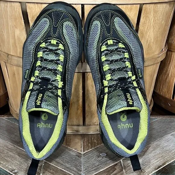 Ahnu Vented Mesh Synthetic Gray Green Vibram Trail Hiking Shoes Mens Size 7.5