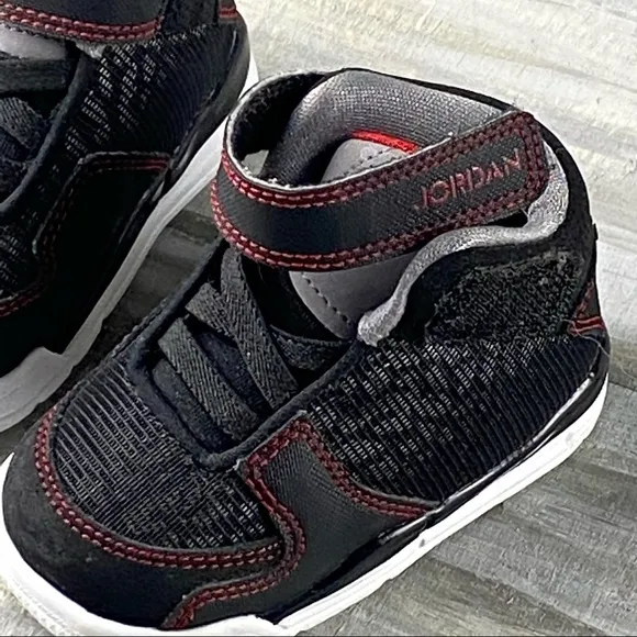 Air Jordan Baby Sneakers High Top Black Red Baby Jordan Basketball Shoe 3c
