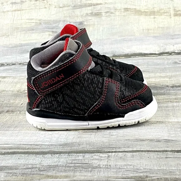 Air Jordan Baby Sneakers High Top Black Red Baby Jordan Basketball Shoe 3c