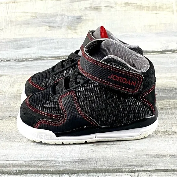 Air Jordan Baby Sneakers High Top Black Red Baby Jordan Basketball Shoe 3c