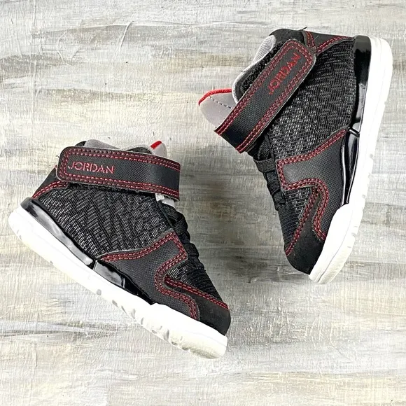 Air Jordan Baby Sneakers High Top Black Red Baby Jordan Basketball Shoe 3c