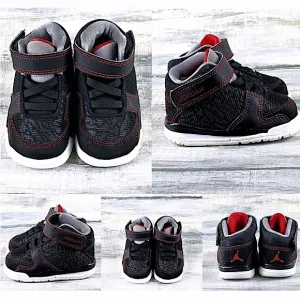 Air Jordan Baby Sneakers High Top Black Red Baby Jordan Basketball Shoe 3c