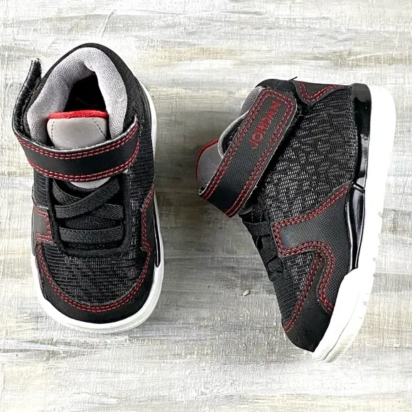 Air Jordan Baby Sneakers High Top Black Red Baby Jordan Basketball Shoe 3c