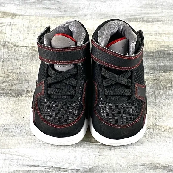 Air Jordan Baby Sneakers High Top Black Red Baby Jordan Basketball Shoe 3c