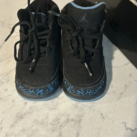 Air Jordan Fusion 3 Black University Blue -Size 7 Toddler